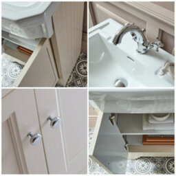 Homestylestore Antique White 570mm Bathroom Vanity Unit And Round Chrome Handles - thumbnail 2