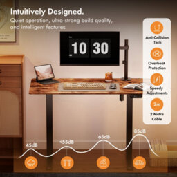 Vonhaus Electric Standing Desk, Height Adjustable Sit Stand Desk, 3 Height Preset Technology, 120X60Cm, Dark Wood Walnut Effect - thumbnail 3