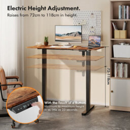 Vonhaus Electric Standing Desk, Height Adjustable Sit Stand Desk, 3 Height Preset Technology, 120X60Cm, Dark Wood Walnut Effect - thumbnail 2