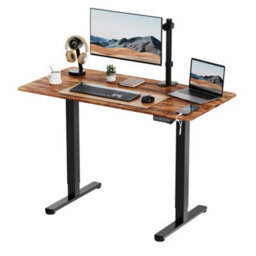 Vonhaus Electric Standing Desk, Height Adjustable Sit Stand Desk, 3 Height Preset Technology, 120X60Cm, Dark Wood Walnut Effect