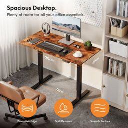 Vonhaus Electric Standing Desk, Height Adjustable Sit Stand Desk, 3 Height Preset Technology, 120X60Cm, Dark Wood Walnut Effect - thumbnail 8