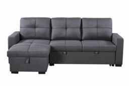 SquareBoxx Naples Corner L Shape 3 Seater Sofa Bed With Reversible Chaise And Drop Down Cup Holder Table - Dark Grey - thumbnail 5
