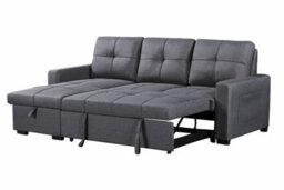 SquareBoxx Naples Corner L Shape 3 Seater Sofa Bed With Reversible Chaise And Drop Down Cup Holder Table - Dark Grey - thumbnail 4