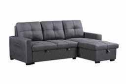 SquareBoxx Naples Corner L Shape 3 Seater Sofa Bed With Reversible Chaise And Drop Down Cup Holder Table - Dark Grey - thumbnail 2