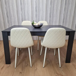 Kosy Koala Modern Dark Grey Dining Table Set With 4 Cream Gem Chairs - thumbnail 1