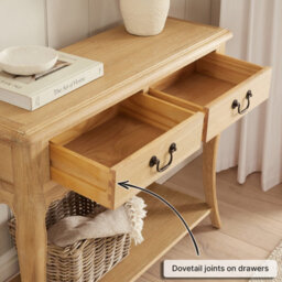 The Furniture Market French Chateau Oak 2 Drawer Console Table - thumbnail 4