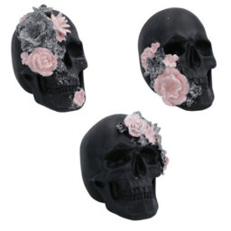 AB Tools Floral Skulls Ornament Set Of 3 Resin Statue Sculpture House Decoration Home - thumbnail 1