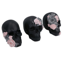 AB Tools Floral Skulls Ornament Set Of 3 Resin Statue Sculpture House Decoration Home - thumbnail 5