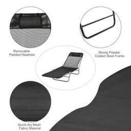 Outsunny Adjustable Sun Bed Garden Lounger Recliner Relaxing Camping Black - thumbnail 7