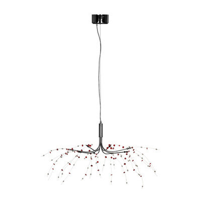 Orsina Red & Clear Ceiling Light With 8 Lights, Chrome Ceiling Plate With Sleek Arms, Decorative Ceiling Plate
