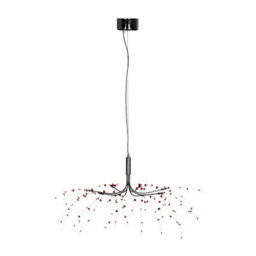 Orsina Red & Clear Ceiling Light With 8 Lights, Chrome Ceiling Plate With Sleek Arms, Decorative Ceiling Plate