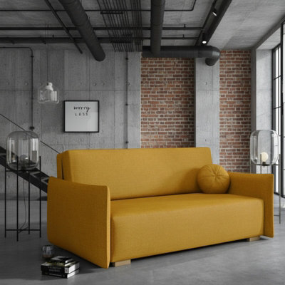 Viva Glov Iv Upholstered Sofa Bed With Storage Compartment Chipboard Wood Frame Wavy Springs 174X98X85Cm Mustard - image 1
