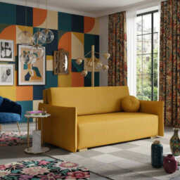 Viva Glov Iv Upholstered Sofa Bed With Storage Compartment Chipboard Wood Frame Wavy Springs 174X98X85Cm Mustard - thumbnail 2