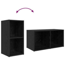 Berkfield Modern Tv Cabinet Black Oak Engineered Wood - thumbnail 6