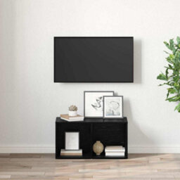Berkfield Modern Tv Cabinet Black Oak Engineered Wood - thumbnail 4