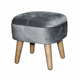 Minster Stool - Wood/velvet - L30 X W30 X H34 Cm - Grey