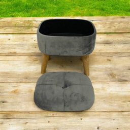 Minster Stool - Wood/velvet - L30 X W30 X H34 Cm - Grey - thumbnail 4