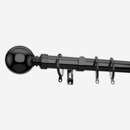 Black Nickel 28mm Ball Fixed Length Metal Curtain Pole  240Cm - thumbnail 2