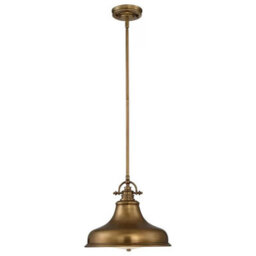 Quoizel Emery 1-Light Medium Pendant - Weathered Brass Finish, Adjustable Drop, Metal & Glass, Dimmable, E27 Socket - thumbnail 5