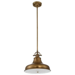 Quoizel Emery 1-Light Medium Pendant - Weathered Brass Finish, Adjustable Drop, Metal & Glass, Dimmable, E27 Socket - thumbnail 3