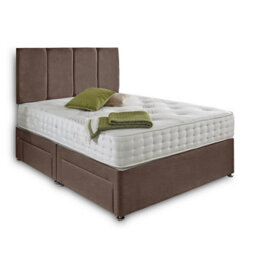 Dining Tables Zanzibar Headboard Divan Set , 2 Drawer On Same Side With Sprung 1500 Comfort Mattress - Plush Taupe - King - thumbnail 4