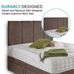 Dining Tables Zanzibar Headboard Divan Set , 2 Drawer On Same Side With Sprung 1500 Comfort Mattress - Plush Taupe - King - thumbnail 3