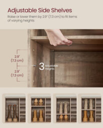 Songmics Vasagle Shoe Storage, Padded Bench With Adjustable Multi-Level Shelving, Camel Brown - thumbnail 4