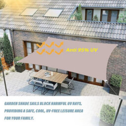 Beige Rectangular Polyester Shade Sail 95% Uv Protection Waterproof - thumbnail 5