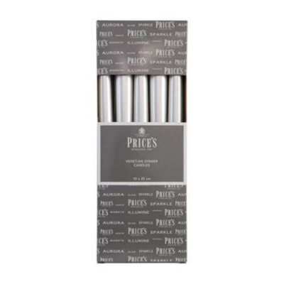 Price's Candles Prices Fresh Air Venetian 10 Inch Dinner Candle Pack Of 10 Wrapped Silver - image 1