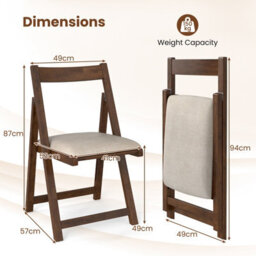 Costway Foldable Dining Chair Set Of 4 Accent Armless Kitchen Chair-Walnut - thumbnail 2
