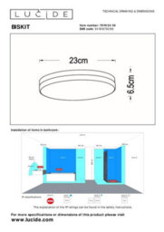 Lucide Biskit Modern Flush Ceiling Light Bathroom 23Cm - Led - 1X12W 2700K - Ip44 - Black - thumbnail 6