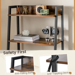 Costway 3 In 1 Vanity Dressing Table Set Book Storage Shelf Ladder Desk Cushioned Stool - thumbnail 7