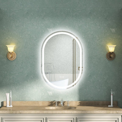 AVER-GROWTH Oval Led Bathroom Mirror With Light Bluetooth 3 Colour Demister Touch/wall Switch Vertical/horizontal Illuminated Mirror 600X800mm - image 1