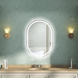 AVER-GROWTH Oval Led Bathroom Mirror With Light Bluetooth 3 Colour Demister Touch/wall Switch Vertical/horizontal Illuminated Mirror 600X800mm