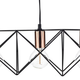 DAR Midi 3 Light Bar Pendant Black & Bright Copper Detail - thumbnail 3