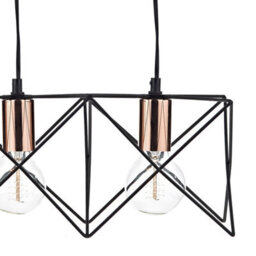 DAR Midi 3 Light Bar Pendant Black & Bright Copper Detail - thumbnail 2