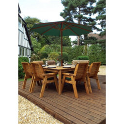 Marlborough Traditional Eight Seater Table Set With 6 X Chair Cushion, 1 X Bench Cushion, 1 X Green Parasol & Base & Cushion Storage Bag - thumbnail 2