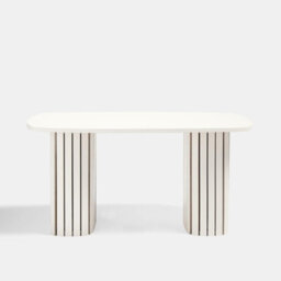 Ohs Madison Ribbed Long Coffee Table Living Room Office End Side Table - Cream - thumbnail 2