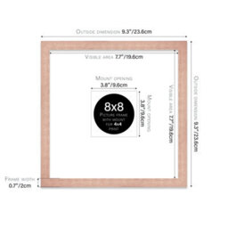 "8X8"" Bronze Picture Frame - 8X8"" Square Frame With 4X4"" Mount For 8X8""/4X4"" Pictures Art Deco Style Room Decor, 1 Pack" - thumbnail 2