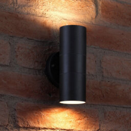Auraglow Stainless Steel Up & Down Outdoor Wall Light - Winchester - Black - Warm White - thumbnail 1