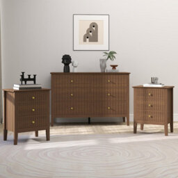 Melody Maison Large Chest Of Drawers And Pair Of Bedside Tables - Hales Dark Wood Range - thumbnail 1