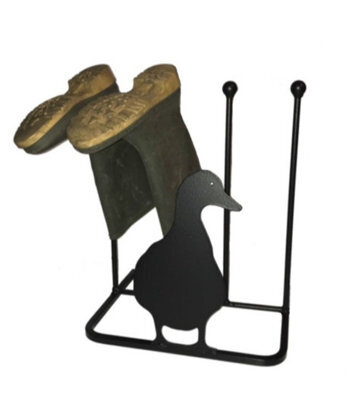 Poppy Forge 2 Pair Boot Rack - Facing Duck - Hand Made By Traditional Forge Wellie - Steel - L30.4 X W38 X H48.3 Cm - Powder Coated Black - image 1