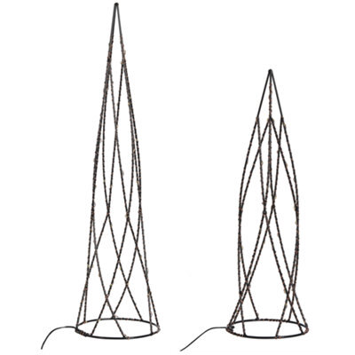 Beliani Set Of 2 Christmas Decorations Led Neiden Christmas Tree 52/38 Cm Silver - image 1