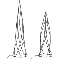Beliani Set Of 2 Christmas Decorations Led Neiden Christmas Tree 52/38 Cm Silver