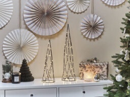Beliani Set Of 2 Christmas Decorations Led Neiden Christmas Tree 52/38 Cm Silver - thumbnail 2
