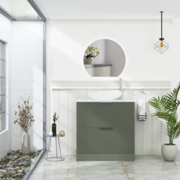Royal Bathrooms Evora 800mm Sage Green Fluted Floor Standing Countertop Vanity Unit 2 Drawer With Nova Basin - thumbnail 2