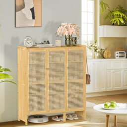 Fativo  1Pcs 6 Tier Shelves Shoe Storage Cabinet With 3 Plastic Hollow Doors For Almost 20 Pairs Shoes, L 90.5 Xw 35 Xh 107Cm - thumbnail 8
