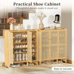 Fativo  1Pcs 6 Tier Shelves Shoe Storage Cabinet With 3 Plastic Hollow Doors For Almost 20 Pairs Shoes, L 90.5 Xw 35 Xh 107Cm - thumbnail 6