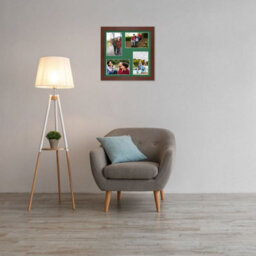 AK Frames 12X12 Rose Wood Modern Multi Photo Frame With Emerald Mount - Holds 4 Apertures (4X) 6X4 Photos - thumbnail 3