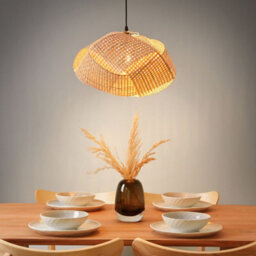 Wyld And Coco Bamboo Pendant Lamp Natural Woven Shade Warm Light Brown, W45 X D45 X H115Cm - thumbnail 2